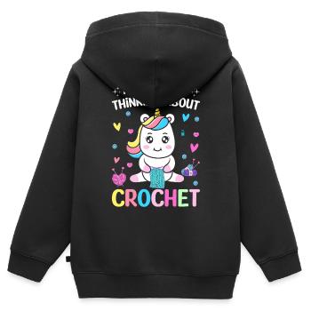 Crochet Crochet Tricot - Sweat Premium à capuche zippé enfant bio - noir - Dos - AI Model Kid Male (0cm)