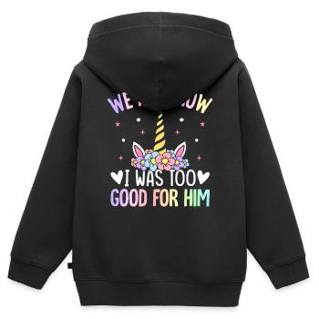 Célébration de la fête du divorce - Sweat Premium à capuche zippé enfant bio - noir - Dos - AI Model Kid Male (0cm)