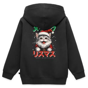 MERRY CHRISTMAS JAPANISCH JAPAN OTAKU WEIHNACHTEN - Kinder Premium Organic Zip Hoodie - Schwarz - Hinten - AI Model Kid Male (0cm)