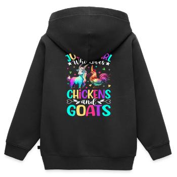 Weibliche Nutztiere - Kinder Premium Organic Zip Hoodie - Schwarz - Hinten - AI Model Kid Male (0cm)