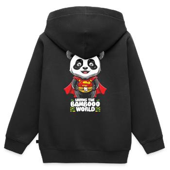 Puissance du panda - Sweat Premium à capuche zippé enfant bio - noir - Dos - AI Model Kid Male (0cm)