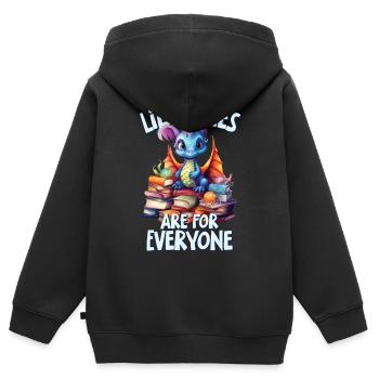 Bibliotheken Sind Für Alle Da Bibliothekar - Kinder Premium Organic Zip Hoodie - Schwarz - Hinten - AI Model Kid Male (0cm)