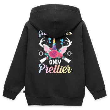 Hirschjagd Mädchen Jägerin - Kinder Premium Organic Zip Hoodie - Schwarz - Hinten - AI Model Kid Male (0cm)