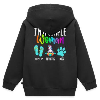 Kajakfahrerin beim Paddeln - Kinder Premium Organic Zip Hoodie - Schwarz - Hinten - AI Model Kid Male (0cm)