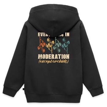 Orchidées Tout avec modération Orchid Grower - Sweat Premium à capuche zippé enfant bio - noir - Dos - AI Model Kid Male (0cm)