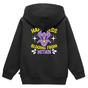 Le bonheur des orchidées fleurit de l’intérieur d’un producteur d’orchidées - Sweat Premium à capuche zippé enfant bio - noir - Dos - AI Model Kid Male (0cm)