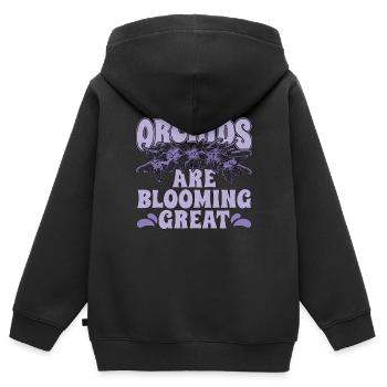 Les orchidées fleurissent Grand producteur d’orchidées botanique - Sweat Premium à capuche zippé enfant bio - noir - Dos - AI Model Kid Male (0cm)