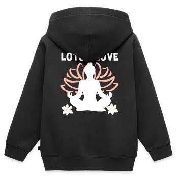 Lotus-Liebe | Die Eleganz und Zuneigung der Natur - Kinder Premium Organic Zip Hoodie - Schwarz - Hinten - AI Model Kid Male (0cm)