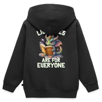 Bibliotheken Sind Für Alle Da Bibliothekar - Kinder Premium Organic Zip Hoodie - Schwarz - Hinten - AI Model Kid Male (0cm)