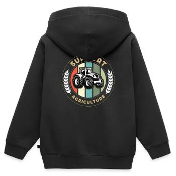 Harvester Support Agriculture Farming Life Farmer - Kinder Premium Organic Zip Hoodie - Schwarz - Hinten - AI Model Kid Male (0cm)