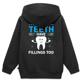 Seien Sie Sanft Zähne Haben Auch Füllungen - Kinder Premium Organic Zip Hoodie - Schwarz - Hinten - AI Model Kid Male (0cm)