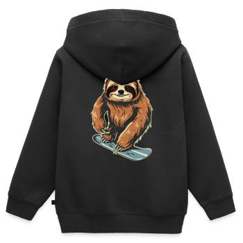 Faultier auf der Piste: Schneevergnügen - Kinder Premium Organic Zip Hoodie - Schwarz - Hinten - AI Model Kid Male (0cm)