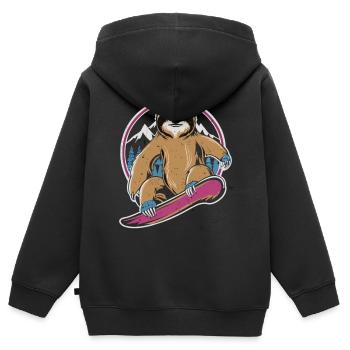 Sensation de snowboard : le paresseux cool - Sweat Premium à capuche zippé enfant bio - noir - Dos - AI Model Kid Male (0cm)