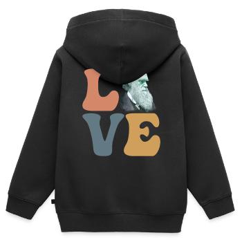 Charles Darwin Evolutionstheorie Atheist - Kinder Premium Organic Zip Hoodie - Schwarz - Hinten - AI Model Kid Male (0cm)