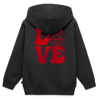 AMOUR pentagramme satanisme satanique rouge Goth - Sweat Premium à capuche zippé enfant bio - noir - Dos - AI Model Kid Male (0cm)