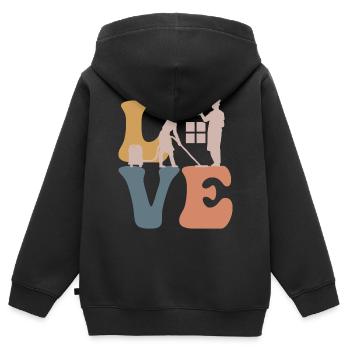 Nettoyeur de gardien de gardien - Sweat Premium à capuche zippé enfant bio - noir - Dos - AI Model Kid Male (0cm)