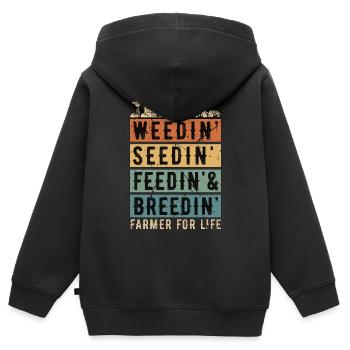Harvester Weedin' Seedin' Feedin' Harvester Driver - Kinder Premium Organic Zip Hoodie - Schwarz - Hinten - AI Model Kid Male (0cm)