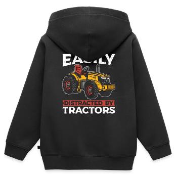 Harvester Easily Distracted By Agriculture Machine - Kinder Premium Organic Zip Hoodie - Schwarz - Hinten - AI Model Kid Male (0cm)