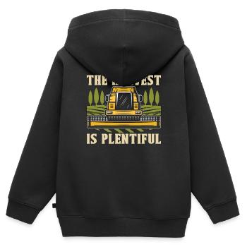 La récolte est abondante moissonneuse-batteuse agricole - Sweat Premium à capuche zippé enfant bio - noir - Dos - AI Model Kid Male (0cm)