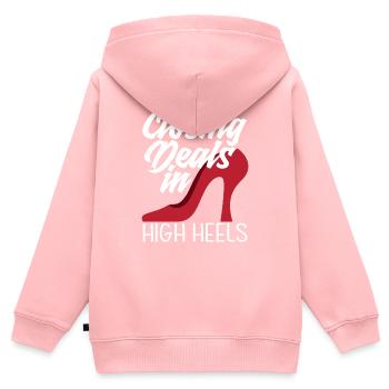 Immobilienmakler High Heels Dame Frau - Kinder Premium Organic Zip Hoodie - Rosa - Hinten - AI Model Kid Female (0cm)