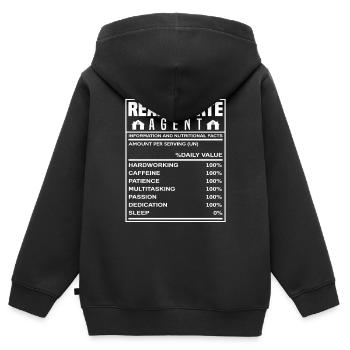 Immobilienmakler Informationen Geschenkidee - Kinder Premium Organic Zip Hoodie - Schwarz - Hinten - AI Model Kid Male (0cm)