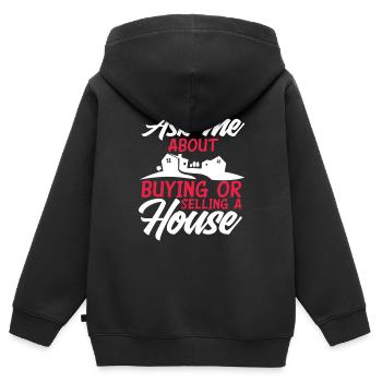 Immobilienmakler - Kinder Premium Organic Zip Hoodie - Schwarz - Hinten - AI Model Kid Male (0cm)