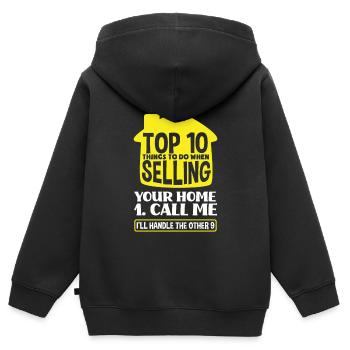 Immobilienmakler Top 10 - Kinder Premium Organic Zip Hoodie - Schwarz - Hinten - AI Model Kid Male (0cm)