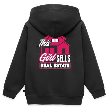 Immobilienmakler Dame Frau Mädchen Geschenk - Kinder Premium Organic Zip Hoodie - Schwarz - Hinten - AI Model Kid Male (0cm)
