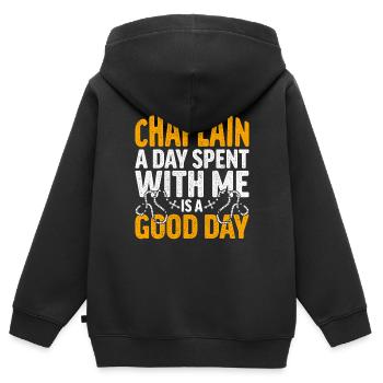 Kaplan Kleriker Pfarrer - Kinder Premium Organic Zip Hoodie - Schwarz - Hinten - AI Model Kid Male (0cm)