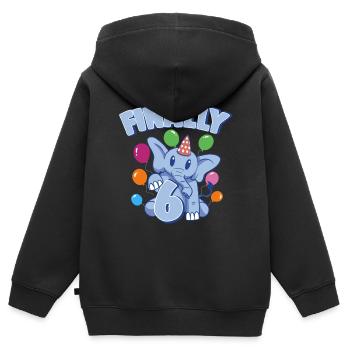 Cute Elephant I'm 6 Pachyderm Birthday Girl - Kids Premium Organic Zip-up Hoodie - black - Back - AI Model Kid Male (0cm)