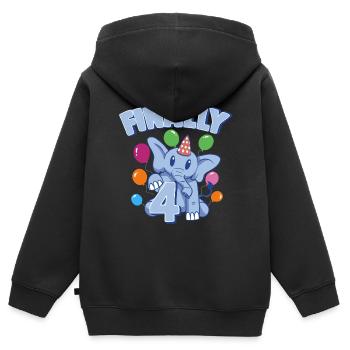Cute Elephant I'm 4 Pachyderm Birthday Girl - Kids Premium Organic Zip-up Hoodie - black - Back - AI Model Kid Male (0cm)