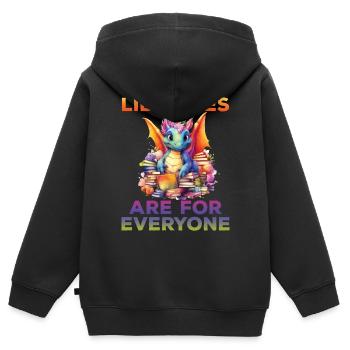Bibliotheken Sind Für Alle Da Bibliothekar - Kinder Premium Organic Zip Hoodie - Schwarz - Hinten - AI Model Kid Male (0cm)