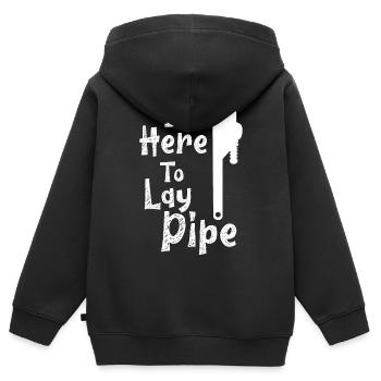 Je suis ici pour poser Pipe Plumber - Sweat Premium à capuche zippé enfant bio - noir - Dos - AI Model Kid Male (0cm)