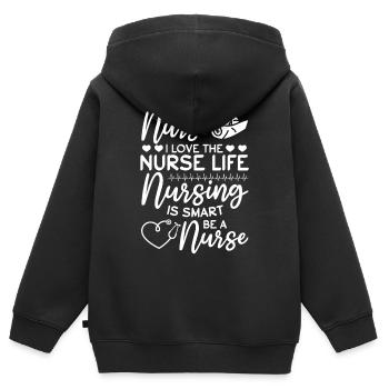 Infirmière infirmière - Je suis infirmière. J’aime l’infirmière Lif - Sweat Premium à capuche zippé enfant bio - noir - Dos - AI Model Kid Male (0cm)