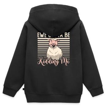L’élevage de moutons et de chèvres La brebis doit être l’élevage de moutons - Sweat Premium à capuche zippé enfant bio - noir - Dos - AI Model Kid Male (0cm)
