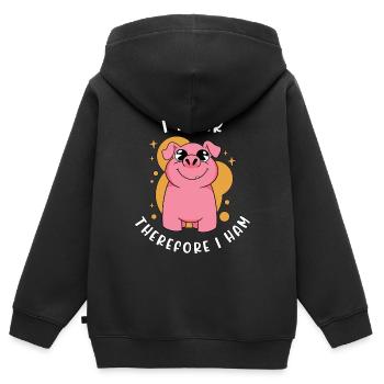 L’élevage porcin je pense donc je fais de l’élevage de porcs - Sweat Premium à capuche zippé enfant bio - noir - Dos - AI Model Kid Male (0cm)