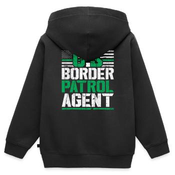 Gardes-frontières Gardes-frontières Douanes - Sweat Premium à capuche zippé enfant bio - noir - Dos - AI Model Kid Male (0cm)