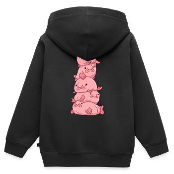 Kawaii Blobfish Blob Pile - Kids Premium Organic Zip-up Hoodie - black - Back - AI Model Kid Male (0cm)