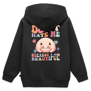 Groovy Blobfish - Sweat Premium à capuche zippé enfant bio - noir - Dos - AI Model Kid Male (0cm)