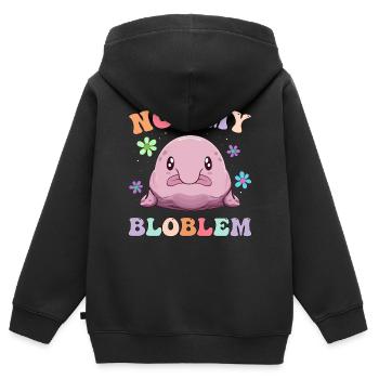 Groovy Blobfish - Sweat Premium à capuche zippé enfant bio - noir - Dos - AI Model Kid Male (0cm)
