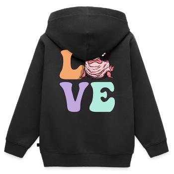 Groovy Blobfish - Sweat Premium à capuche zippé enfant bio - noir - Dos - AI Model Kid Male (0cm)