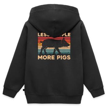 L’élevage porcin : moins d’habitants, plus d’élevage porcin - Sweat Premium à capuche zippé enfant bio - noir - Dos - AI Model Kid Male (0cm)