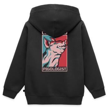 Élevage porcin Porcin certifié Élevage - Sweat Premium à capuche zippé enfant bio - noir - Dos - AI Model Kid Male (0cm)