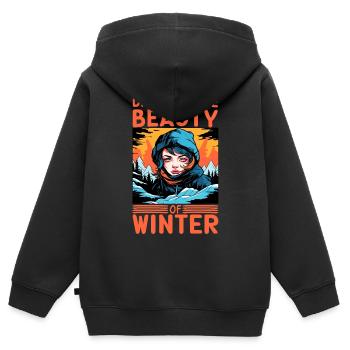 Découvrez la beauté de la citation de skieur d’hiver - Sweat Premium à capuche zippé enfant bio - noir - Dos - AI Model Kid Male (0cm)