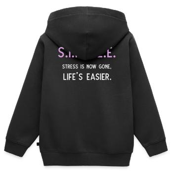 Le stress unique a maintenant disparu La vie est plus facile - Sweat Premium à capuche zippé enfant bio - noir - Dos - AI Model Kid Male (0cm)