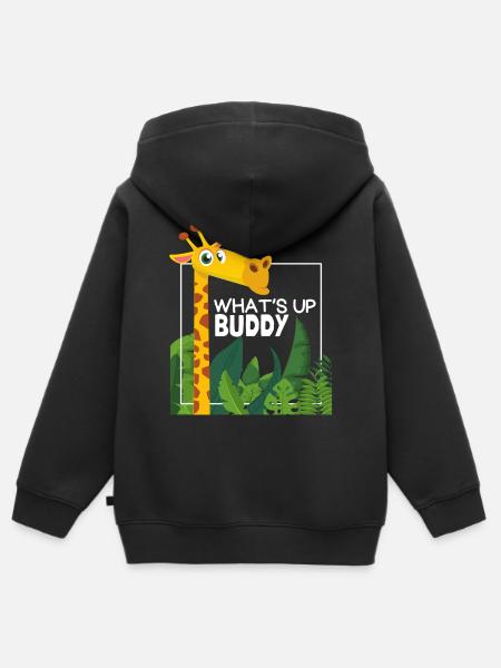 Lustige Giraffe, Comic Stil, Spruch - Kinder Premium Organic Zip Hoodie - Schwarz