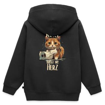 Verspieltes Kätzchen: Toilettenspaß - Kinder Premium Organic Zip Hoodie - Schwarz - Hinten - AI Model Kid Male (0cm)
