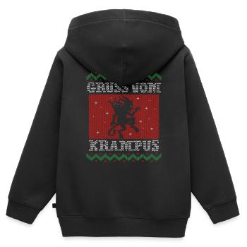 GRUSS VOM KRAMPUS NIKOLAUS KRAMPUSTAG KRAMPERL - Kinder Premium Organic Zip Hoodie - Schwarz - Hinten - AI Model Kid Male (0cm)