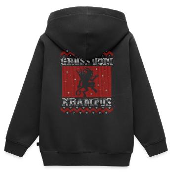 KRAMPERL UGLY CHRISTMAS XMAS GRUSS VOM KRAMPUS - Kinder Premium Organic Zip Hoodie - Schwarz - Hinten - AI Model Kid Male (0cm)