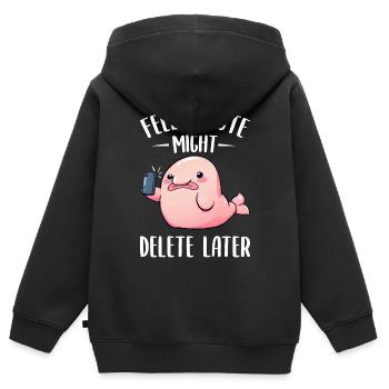 Lustiges Blobfisch-Selfie - Kinder Premium Organic Zip Hoodie - Schwarz - Hinten - AI Model Kid Male (0cm)